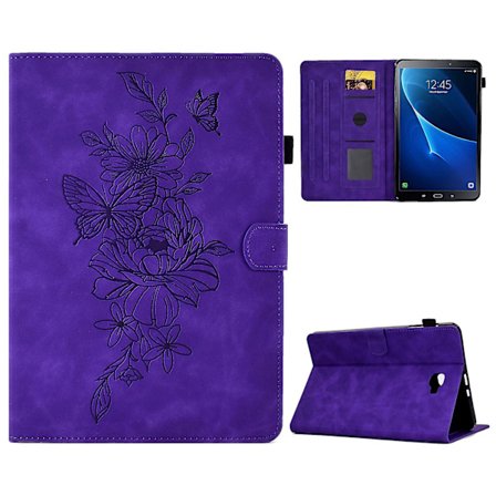 För Samsung Tab A 10.1 T580/T585 (2016) Präglad Flatbed Lila