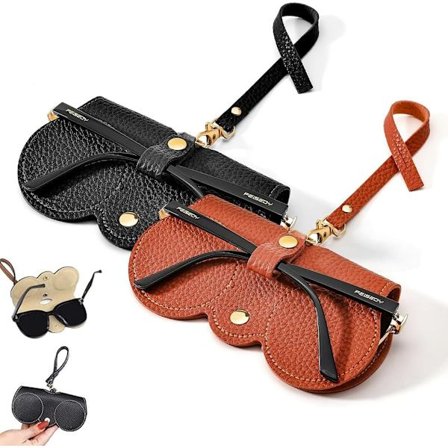 2-pak Mode Solbrilleetui Blødt Læder Ultratyndt Bærbart Brilleetui Rejsebeskyttende Brilleetui Brilleetui med Bælteclips