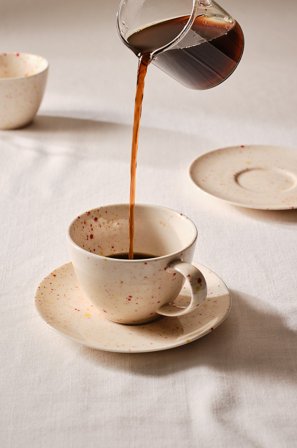 Jotex - Kopp Med Koppeskål 2-pakke Beige/multi - SPRINKLE - Kjøp Kopper & krus hos Jotex