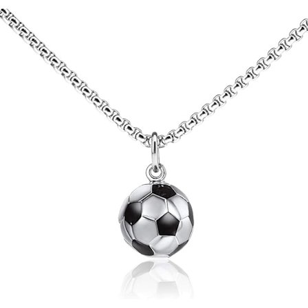 (50+5cm) Fodbold Vedhæng Halskæde, Rustfrit Stål, Velegnet til