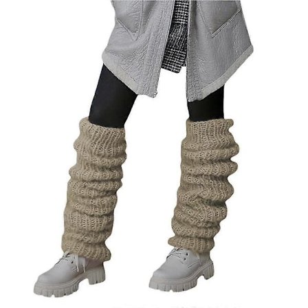 Dame Ensfarvede Fleece Sokker Ben Vinter Varme Strikkede Lange Støvlesokker Slouch Sokker