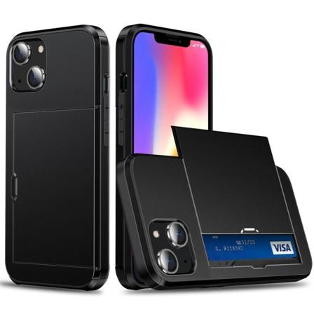 IPhone 15 Plus skal med en korthållare - Svart Svart