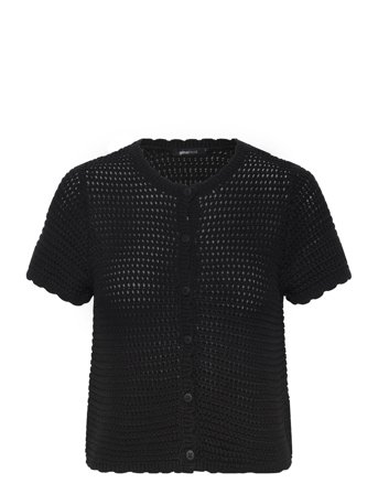 Gina Tricot Knitted Crochet Cardigan - Black - M