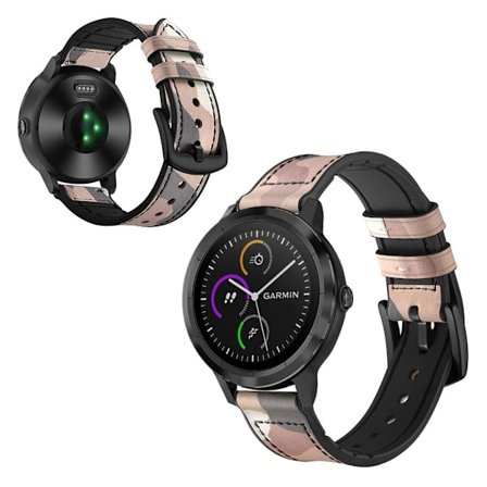 Garmin Vivoactive 3 / Vivomove HR klockarmband i äkta läder - Brun / Kamouflage