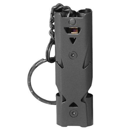 Utomhus Survival Whistle Hög decibel Dubbelrör Whistle Rostfri Nyckelring Cheerleading Nödmultifunktionsverktyg