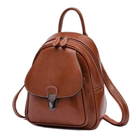 (Brun) Ryggsekk - Mote - Mini - Vanntett PU-lær - Konvertibel - Brun