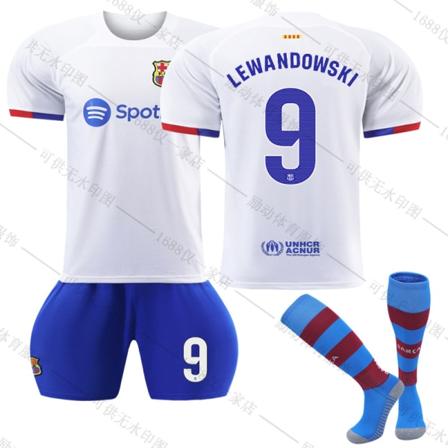 23/24 Ny säsong Borta Barcelona FC LEWANDOWSKI Nr 9 Barn Jersey-paket Barn-16