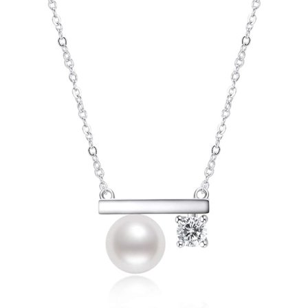 Kultivert hvitt perleanheng kjede sølvkjede for kvinner smykke