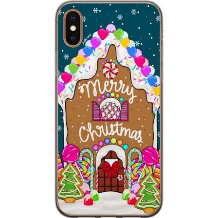 Kompatibel Mobilcover til Apple Apple iPhone X Peberkagehus med farverigt slik sne og Merry Christmas tekst, perfekt til juleelskere, der ønsker et s