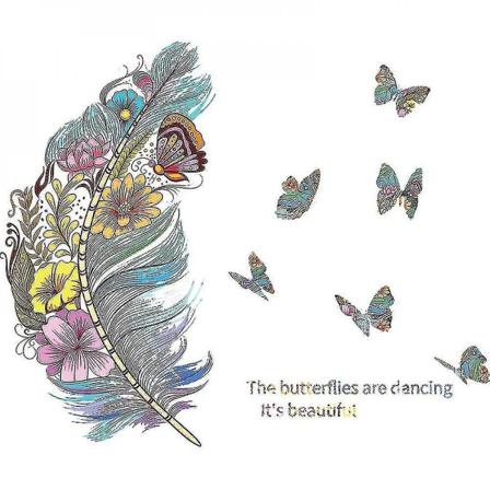 Blå Fjäderfjäril Väggmålning