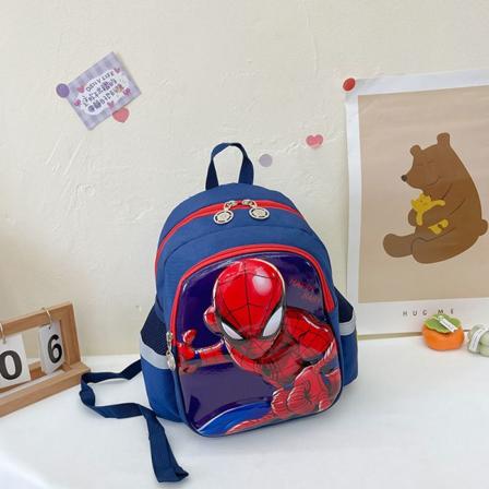 Studenterrygsæk børnetaske ny tegneserie sød skole rygsæk mandlige og kvindelige børnehavebørn anti-tabt rygsæk-Spiderman-mørkeblå
