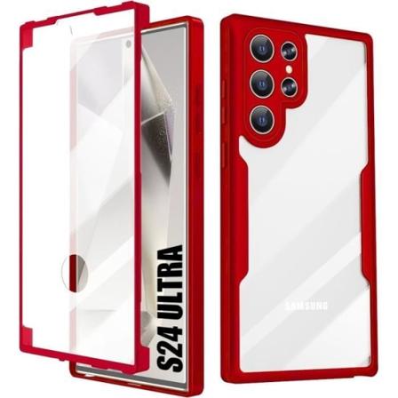 Cover til Samsung Galaxy S24 Ultra - Fuld beskyttelse For- og bagside dobbeltsidet rød (ikke til Galaxy S24) Röd