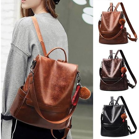Rygsække til teenagepiger Læder Rygsæk Pung til kvinder Letvægts Skole Taske