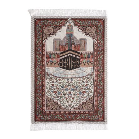 Islamisk bønneteppe med geometrisk mønster, flersidig fløyelsbønnematte for gruppe Salah, luksuriøst foret tykt bønneteppe med sklisikker bakside