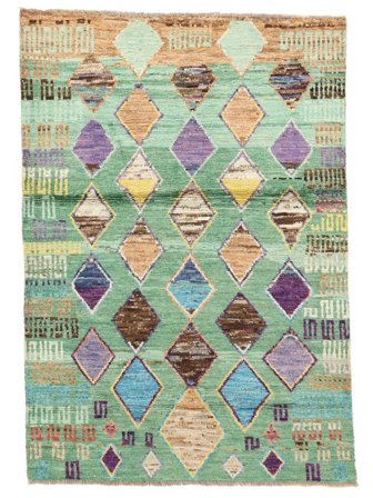 120X170 Tapete Moroccan Berber - Afghanistan Moderno Verde/Preto (Lã, Afeganistão) Carpetvista