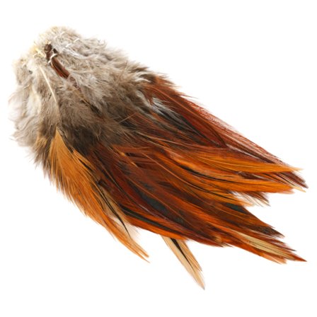 Natures Spirit Strung Saddle Hackles - Brown Dyed Natural Furnace