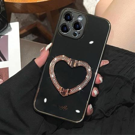 Iphone 14 Pro Max Skal Heart Kickstand - Svart