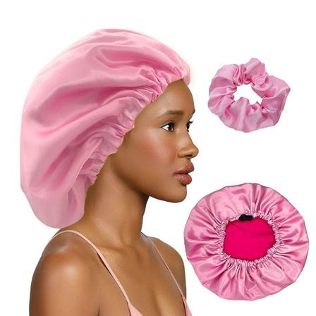 3 stk rosa satenghette silkehette for sovende hårhår for