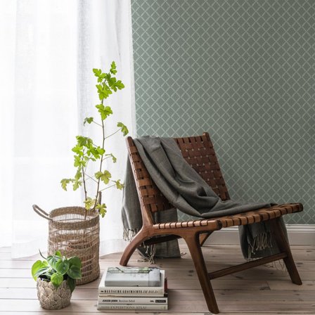 Duro Tapet, Vide 682-03 Blommor & Blad, L, Grön, Färg & tapeter