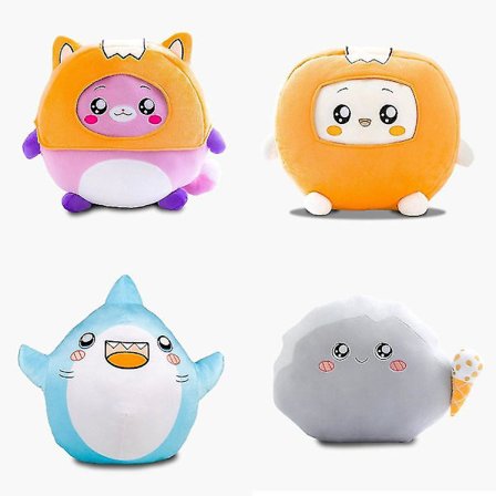 Lankybox Gosedjur Plyschleksak Fat Foxy Boxy Rocky Shark Doll Barngåva Foxy Boxy