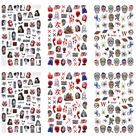 Halloween Nail Stickers, Halloween Nails självhäftande nagel