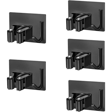 Vægmonteret kosteskaft, 5 stk. klæbende vægmonteret kost