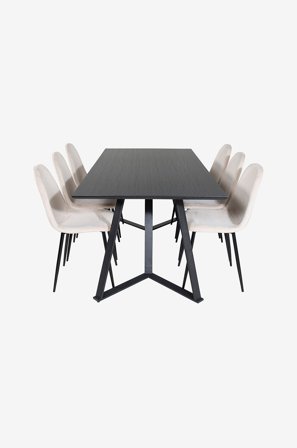 Venture Home - Spisegruppe Maggie med 6 spisestoler Penally - Svart - Spisegrupper - Fra Homeroom