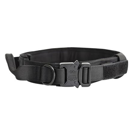 Taktisk hundehalsbånd, justerbart treningshalsbånd i nylon og for mellomstore og store hunder