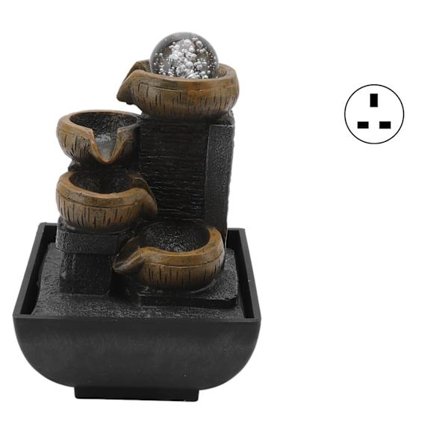 Työpöydän vesiputouskoriste Pöytäpinnan virtaava vesiputouskoriste Hartsi käsityö värillisellä lamppupallolla UK-pistoke 220-240V