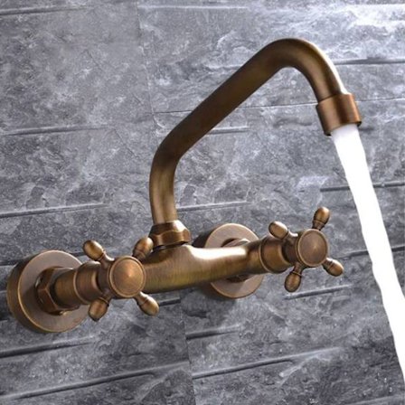 Vägghängd tvättställsblandare i väggen varm och kall antikblandare hel koppar