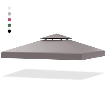 COSTWAY Toitstof med To Niveauer 3x3M Solbeskyttelse, Lædtøj til Pavillon i Polyester, til Have Patio Grå