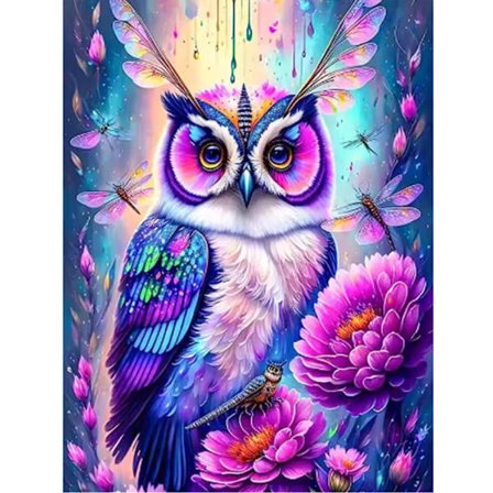 DIY 5D Diamantmålning Uggla Full Rund Borr Broderi Blomma Mosaik Djurbild Av Strass Kit Heminredning Gåva