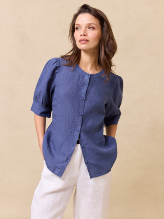 Jean Paul - Lisa linbluse - Dame - Blå - Skjorter & Bluser - XS