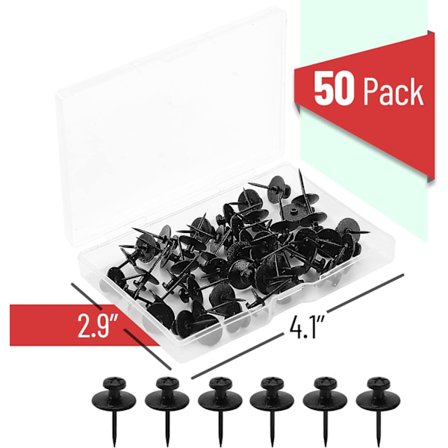 Dobbeltsidede billedstifter, 50-pak, sort, billedstifter, vægstifter, vægstifter, vægstifter, tommelfingernegle til ophængning på væggen, billedophæng