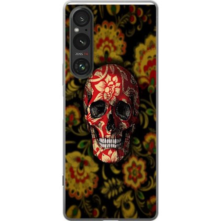 Kompatibelt Mobilskal till Sony Xperia 1 V Blommig dödskalle