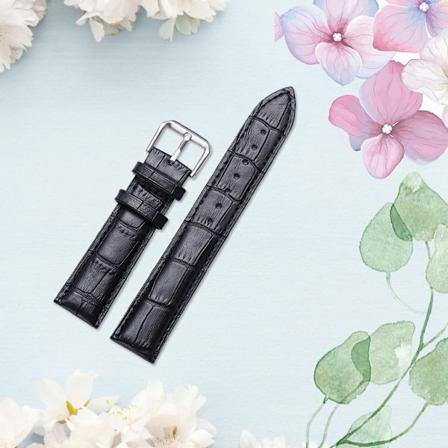 Miesten ja naisten muodikas nahkainen ruostumattomasta teräksestä valmistettu solki rannekkeen koriste (musta-24mm)