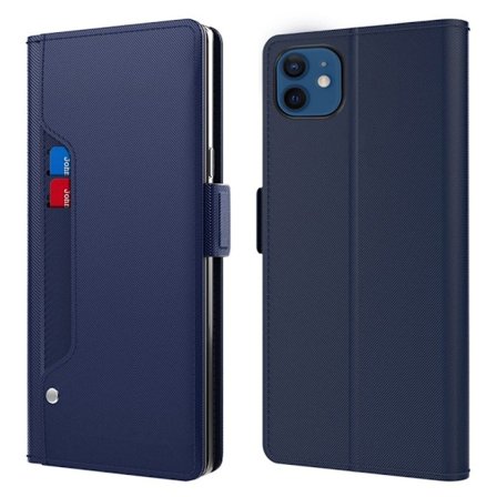 Snyggt iPhone 12 / iPhone 12 Pro fodral med sminkspegel - Blå