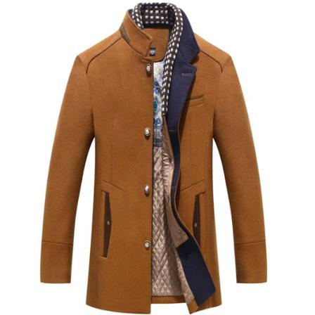 Slim Fit Vinter Varm Kort Yllerock För Män Yellow S