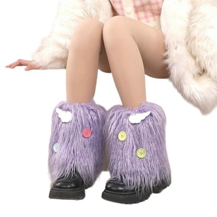 Kvinder Piger Japansk Stil Anime Punk Pelsede Korte Benvarmere Søde Farverige Knapper Fluffy Fortykket Støvle Manchet Benbetræk