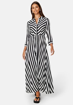 YAS savanna Long Shirt Dress Black Stripe:W WHITE Tøj