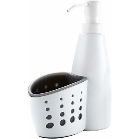 Vaskorganisator til køkken, svampeholder, vasksvamp og viskestykkeorganisator med sæbedispenser til køkken og badeværelse -