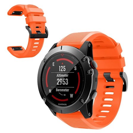 Garmin Fenix 5X silikoniraitainen kellonauha - Oranssi