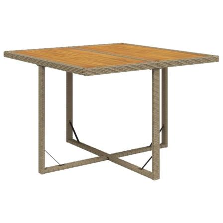 Vidaxl Trädgårdsbord Beige 109x107x74 Cm Konstrotting Och Akacia Beige