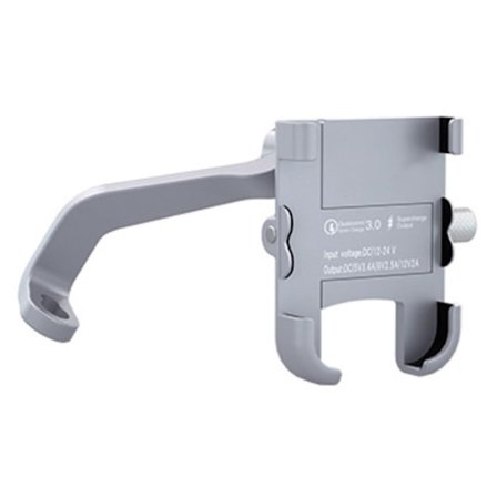 Universal WUPP 360 graders bagudvendt cykeltelefonholder + QC 3.0-oplader - Sølv