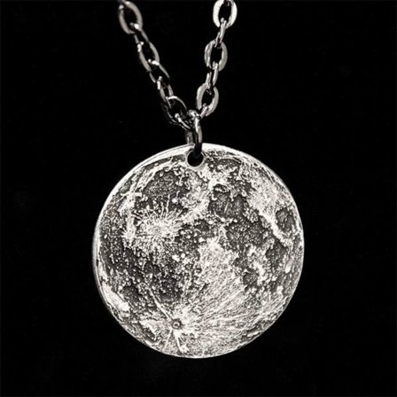 Moon Surface Coin Pendant Halsband Långt halsband 1 1