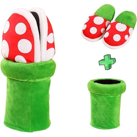 Piranha-växter Plysch Tofflor för Hemma Cannibal Flower Form Cosplay Skor/Prikiga Tofflor Loafers med Rörformad Krukhållare för Vuxna Tonåringar 