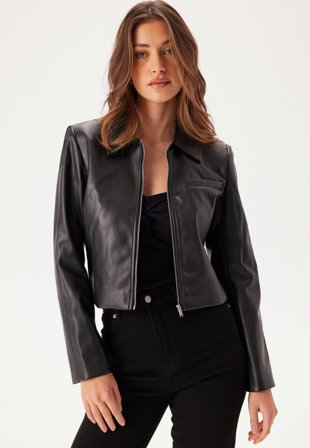 ONLY - Onlamili L/S ZIP FAUX LEA JACK - Black - Kläder - - Bubbleroom
