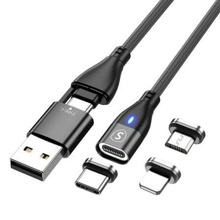 SiGN Magnetic cable 3-in-1 USB-C, Lightning, Micro-USB 2.4A, 1 m - Black