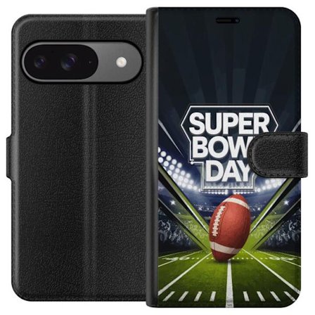 Kompatibelt Lommeboketui til Google Pixel 9 Pro Super Bowl Day plakat med amerikansk fotball på opplyst arena i dramatisk sportsdesign