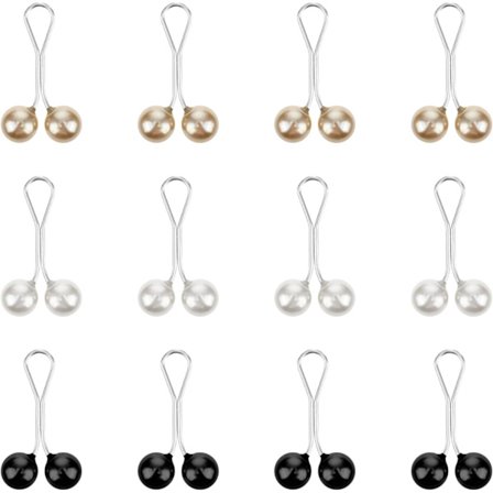 12 stk. hijab-nåle, perlesikkerhedsnåle til kvinder, hijab-nåle, hijab-hovedtørklæde, tørklædenåle, broche, clips, hijab-nålclips til muslimer, 